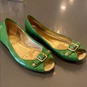 Coach shiny green flats